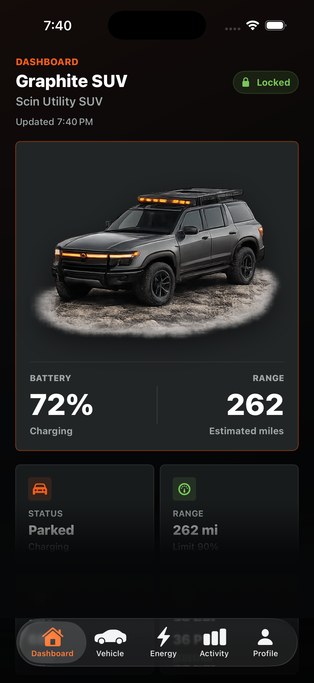 Scin dashboard simulator screenshot