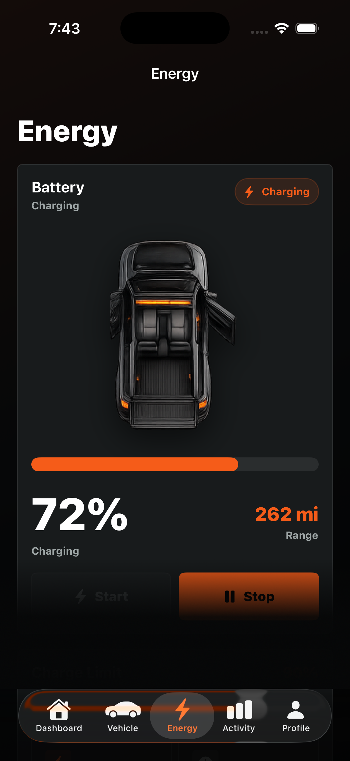 Energy charging screen